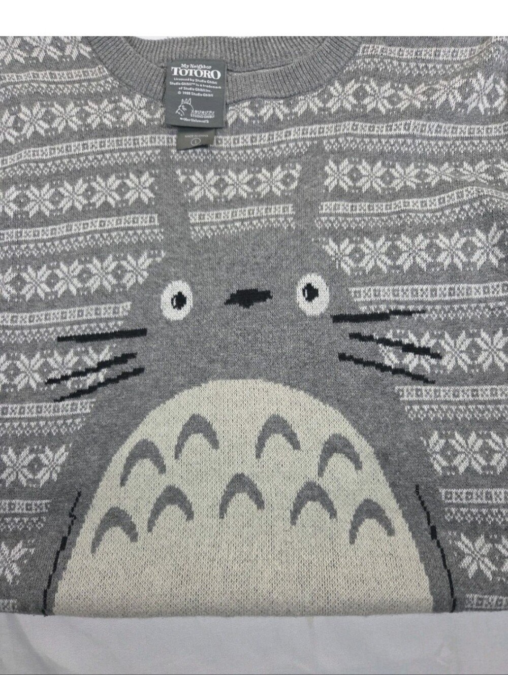 Totoro Gray Fair Isle Crew Neck Sweater - Picture 9 of 9